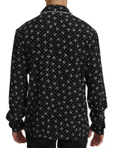 Black Skull Print Silk Sleepwear Shirt - Avaz Shop