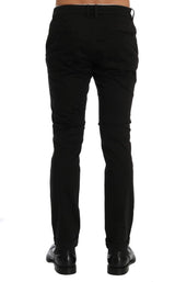 Black Slim Fit Cotton Stretch Pants - Avaz Shop