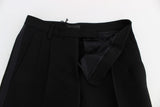 Black Striped Cotton Blend Wide Legs Pants - Avaz Shop