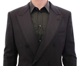 Black Striped Double Breasted Slim Fit Suit - Avaz Shop