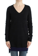 Black V-neck lightweight sweater - Avaz Shop