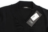 Black V-neck wool sweater - Avaz Shop