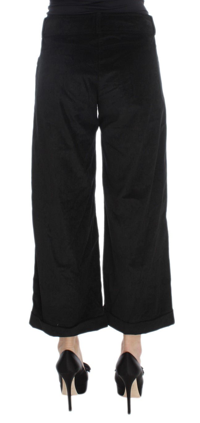 Black Velvet Cotton Capri Bootcut Pants - Avaz Shop