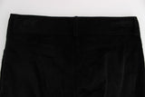 Black Velvet Cotton Capri Bootcut Pants - Avaz Shop