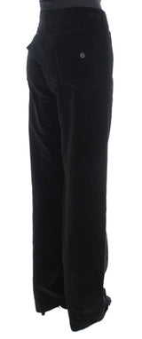 Black Velvet Cotton Straight Legs Pants - Avaz Shop