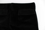 Black Velvet Cotton Straight Legs Pants - Avaz Shop