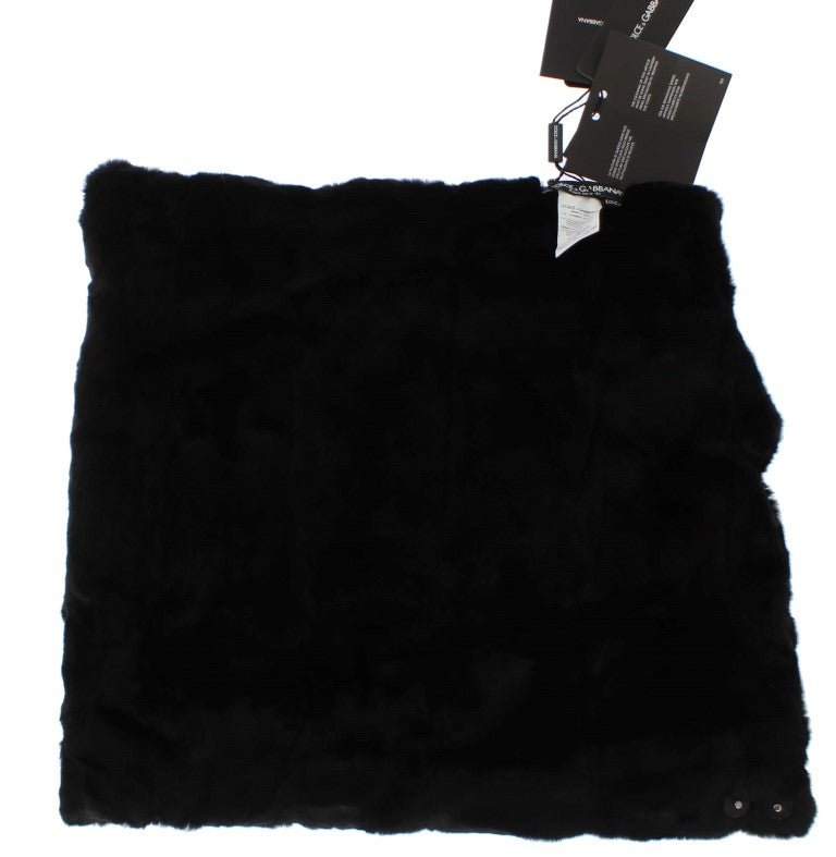 Black Weasel Fur Crochet Hood Scarf Hat - Avaz Shop
