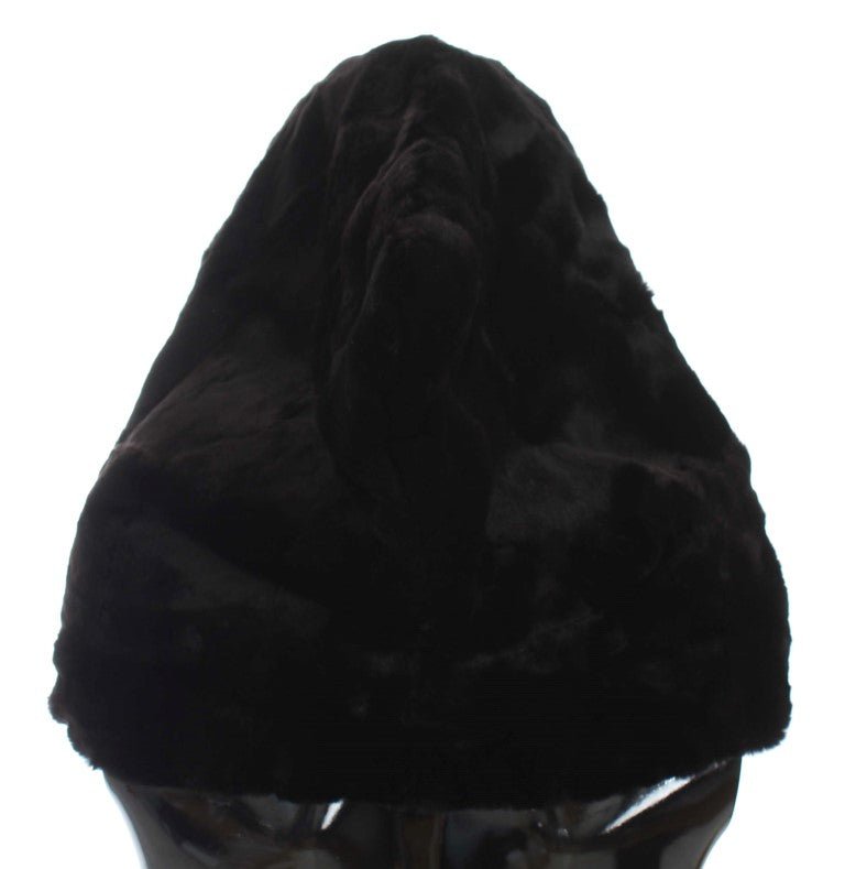Black Weasel Fur Crochet Hood Scarf Hat - Avaz Shop