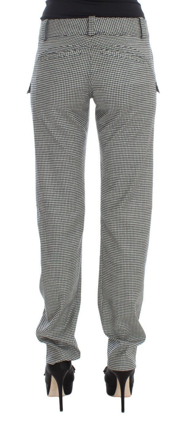 Black White Checkered Cotton Casual Pants - Avaz Shop