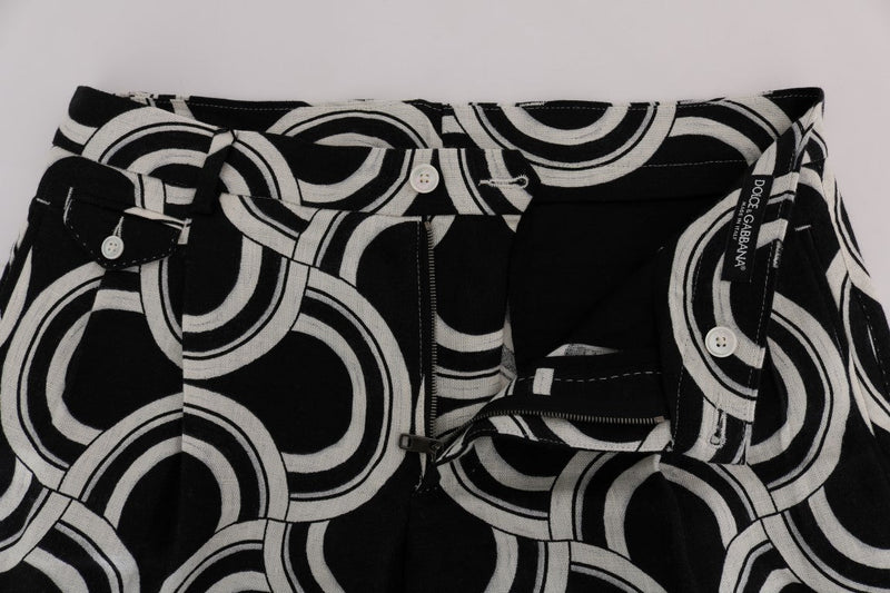Black White Pattern Linen Shorts - Avaz Shop