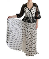 Black White Polka Dotted Floral Dress - Avaz Shop