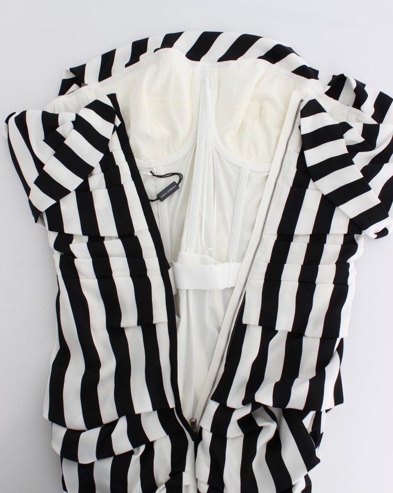 Black White Silk Stretch Dress - Avaz Shop