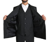 Black White Striped 3 Piece SICILIA Suit - Avaz Shop