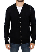 Black wool cardigan sweater - Avaz Shop