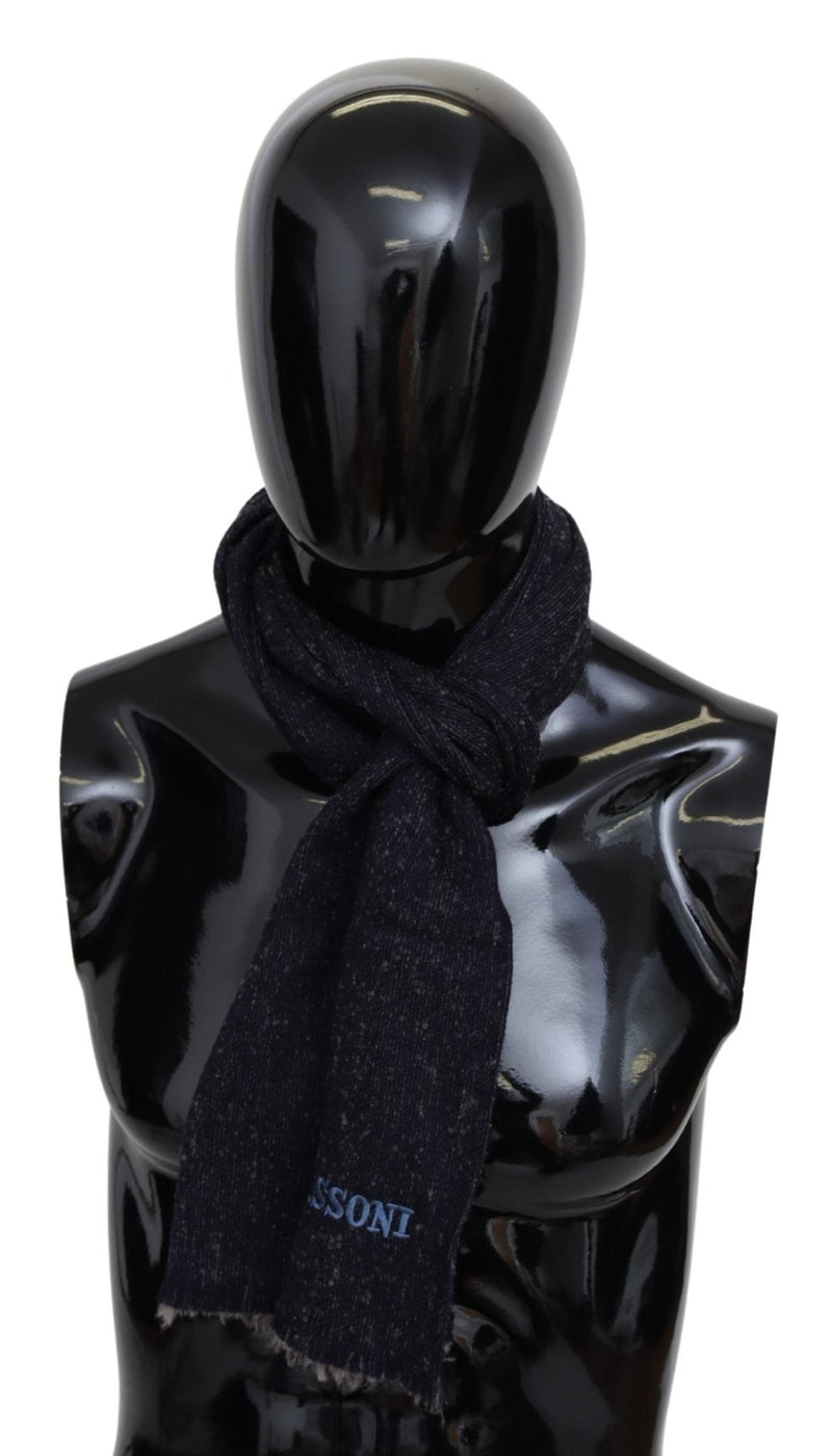 Black Wool Knit Unisex Neck Warmer Wrap Logo Scarf - Avaz Shop