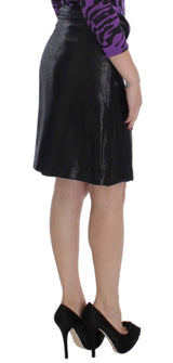 Black Wool Silk Above Knee Straight Skirt - Avaz Shop