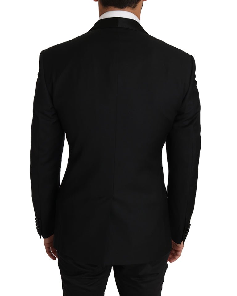 Black Wool Silk GOLD Blazer Jacket - Avaz Shop