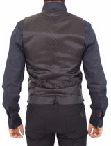 Black Wool Silk Stretch Dress Vest Blazer - Avaz Shop