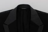 Black Wool Stretch Slim Blazer Jacket - Avaz Shop