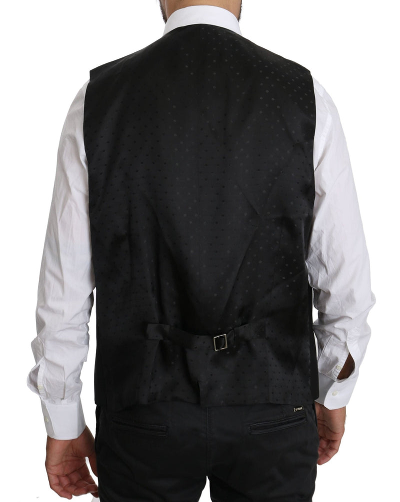 Black Wool Waistcoat Formal Gilet Vest - Avaz Shop