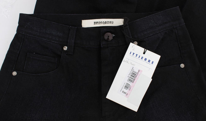 Blue Cotton Blend Slim Fit Bootcut Jeans - Avaz Shop