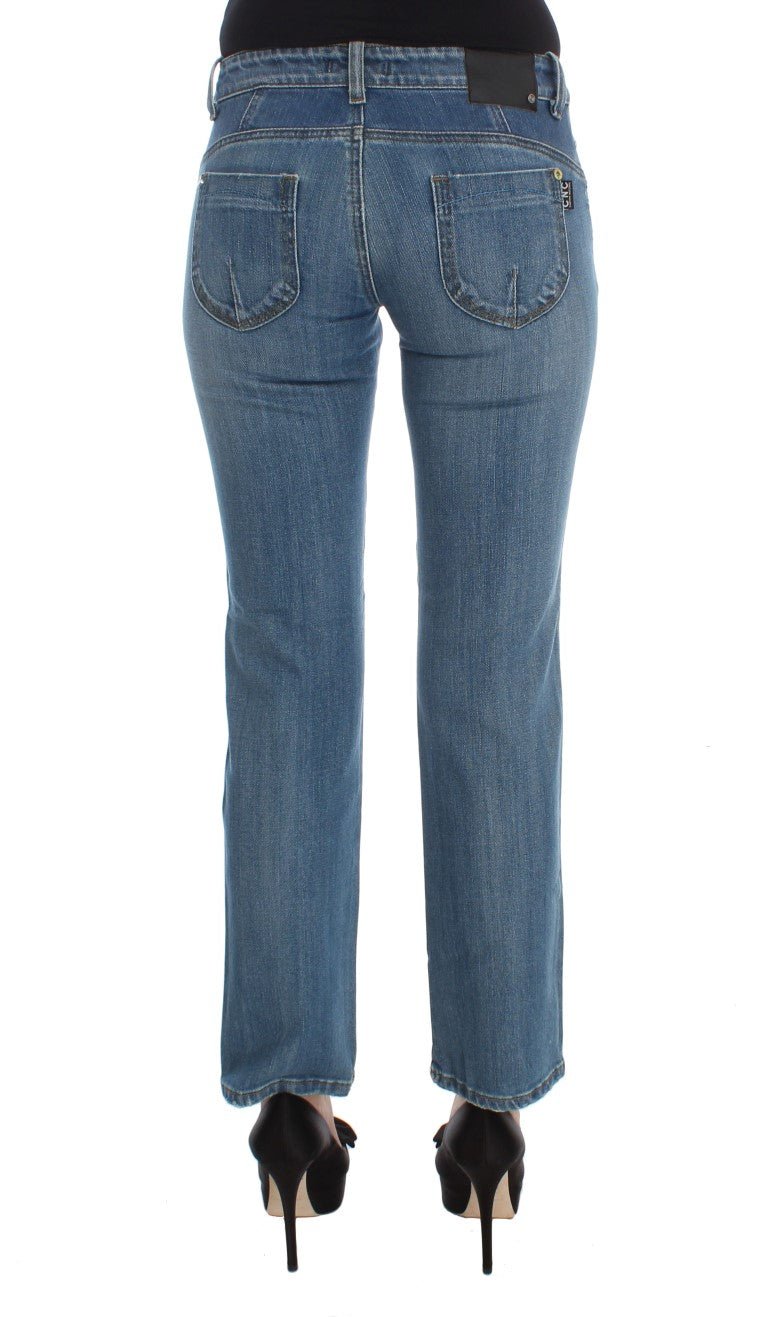 Blue Cotton Slim Fit Cropped Jeans - Avaz Shop