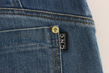 Blue Cotton Slim Fit Cropped Jeans - Avaz Shop