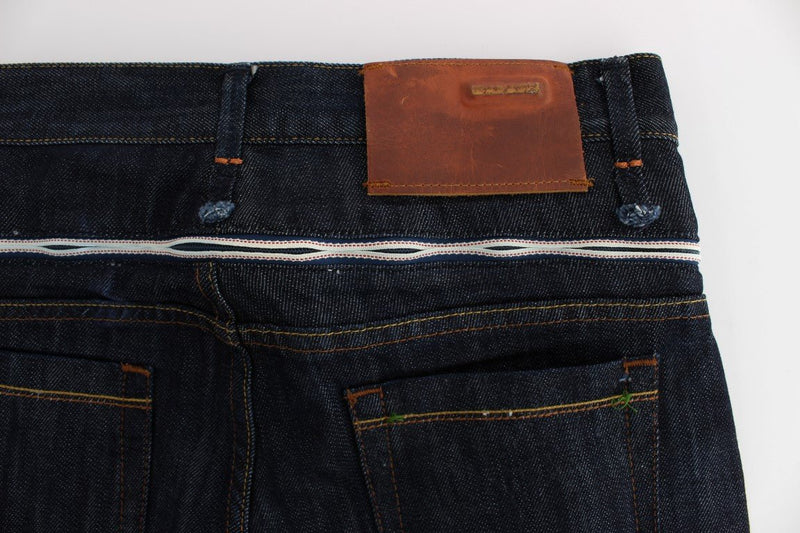 Blue Cotton Straight Fit High Waist Jeans - Avaz Shop
