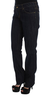 Blue Cotton Straight Fit Stretch Jeans - Avaz Shop