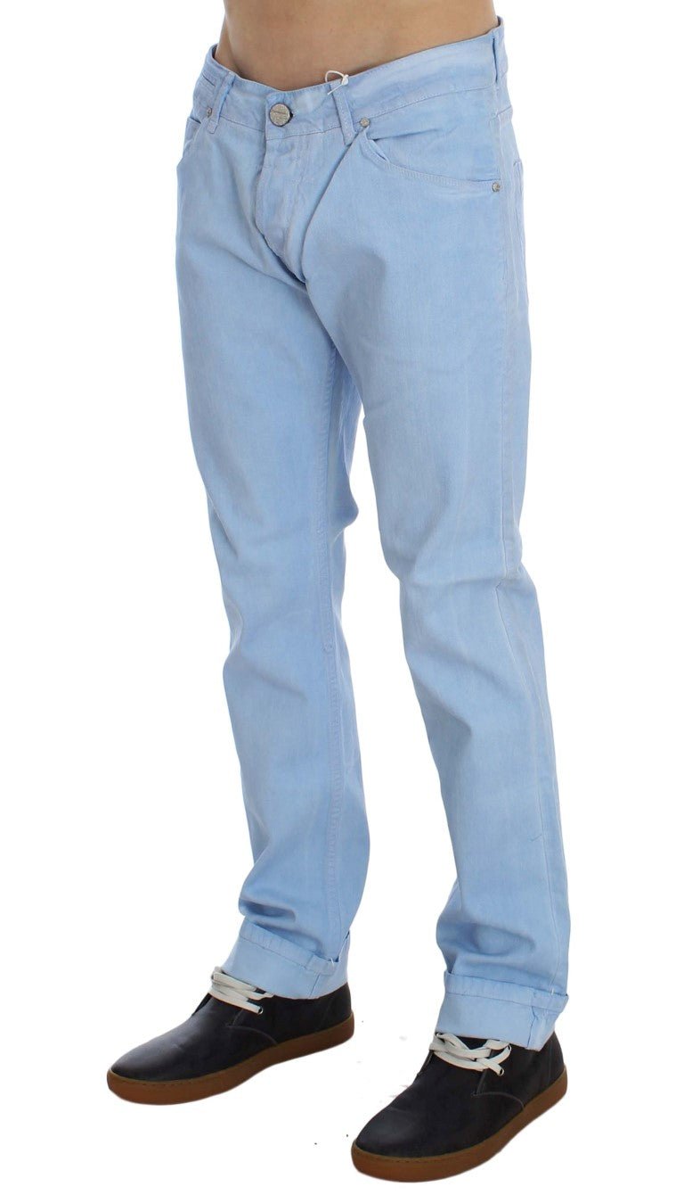 Blue Cotton Stretch Low Waist Fit Jeans - Avaz Shop