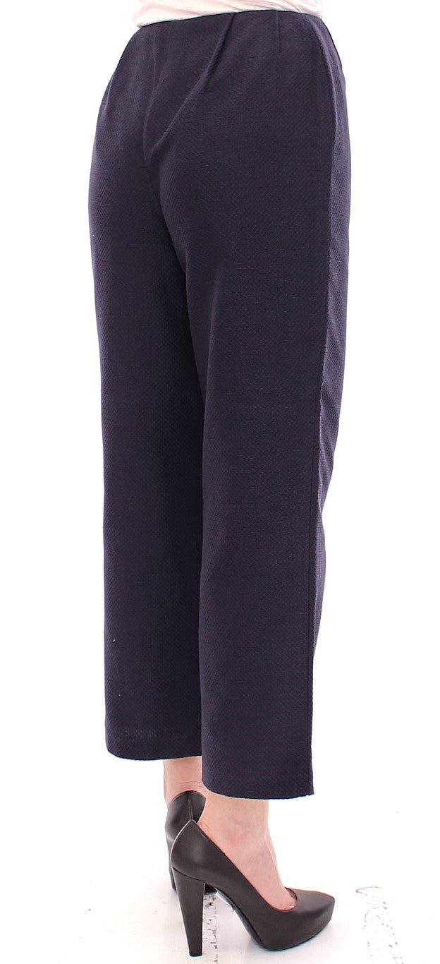 Blue Cropped Cotton Pants - Avaz Shop