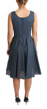 Blue Dotted Cotton A-Line Gown Dress - Avaz Shop