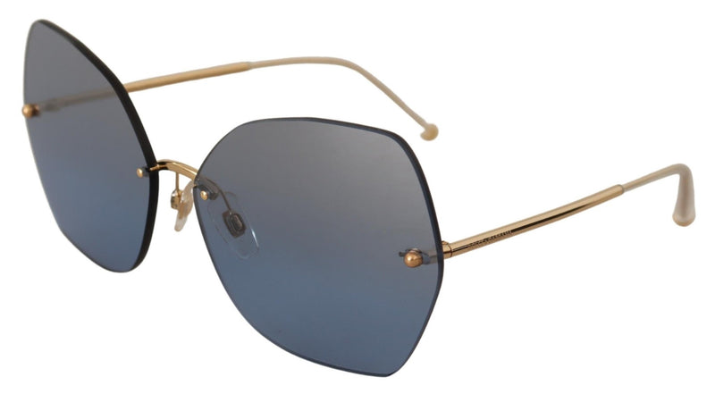 Blue Gold Butterfly Logo Oversized Sunglasses - Avaz Shop