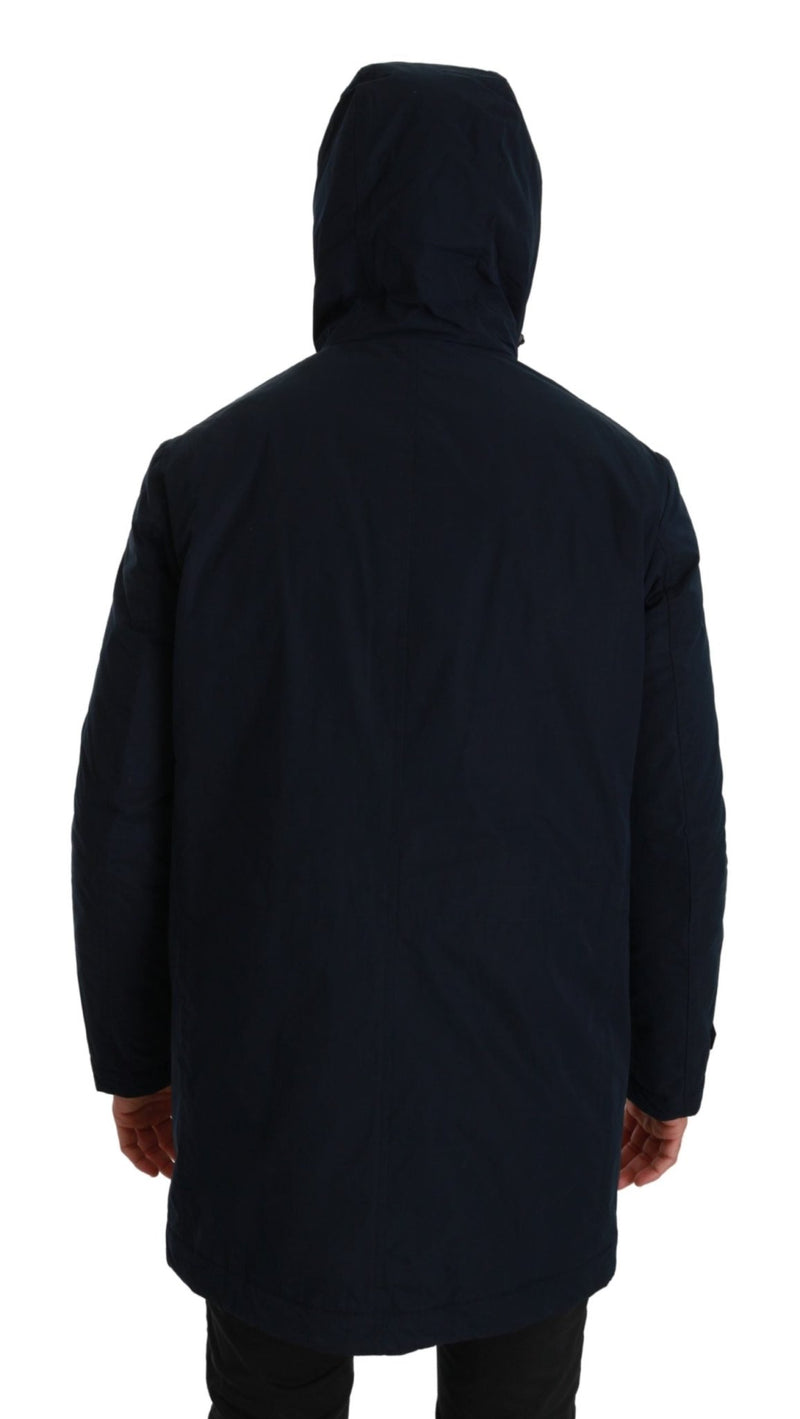 Blue Hooded Long Coat Parkas Jacket - Avaz Shop