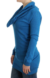 Blue knitted scoopneck sweater - Avaz Shop