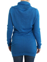 Blue knitted scoopneck sweater - Avaz Shop