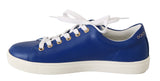 Blue Leather Gold Red Heart Shoes Sneakers - Avaz Shop