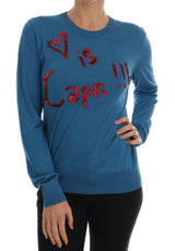 Blue Silk Love is Pullover Sweater - Avaz Shop