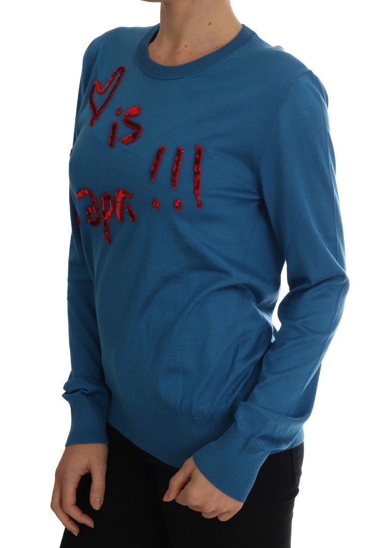 Blue Silk Love is Pullover Sweater - Avaz Shop