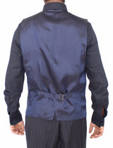 Blue Striped Stretch Dress Vest Gilet - Avaz Shop