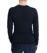 Blue V-neck Viscose Sweater - Avaz Shop