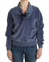 Blue velvet cotton sweater - Avaz Shop