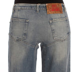 Blue Wash Cotton Blend Wide Legs Jeans - Avaz Shop