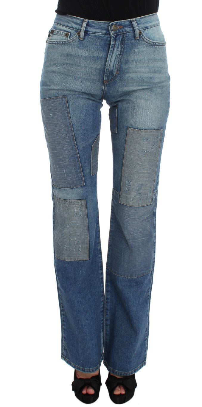 Blue Wash Cotton Slim Fit Bootcut Jeans - Avaz Shop