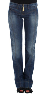 Blue Wash Cotton Stretch Boot Cut Jeans - Avaz Shop