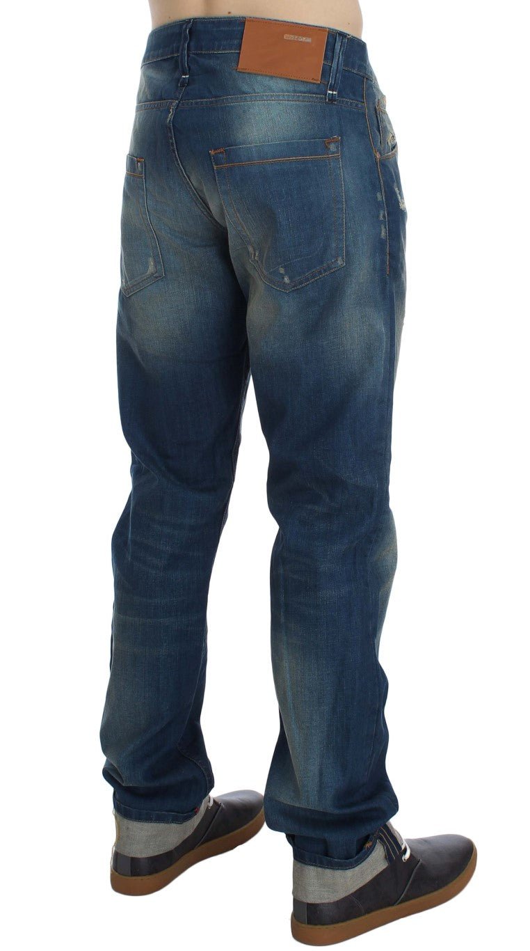 Blue Wash Denim Cotton Stretch Baggy Fit Jeans - Avaz Shop