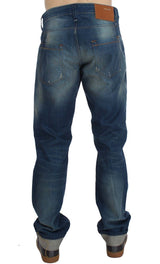 Blue Wash Denim Cotton Stretch Baggy Fit Jeans - Avaz Shop