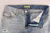 Blue Wash Torn Stretch Slim Fit Jeans - Avaz Shop