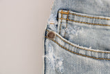 Blue Wash Torn Stretch Slim Fit Jeans - Avaz Shop