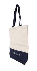 Blue White Canvas Logo Shoulder Shopping Tote Bag - Avaz Shop